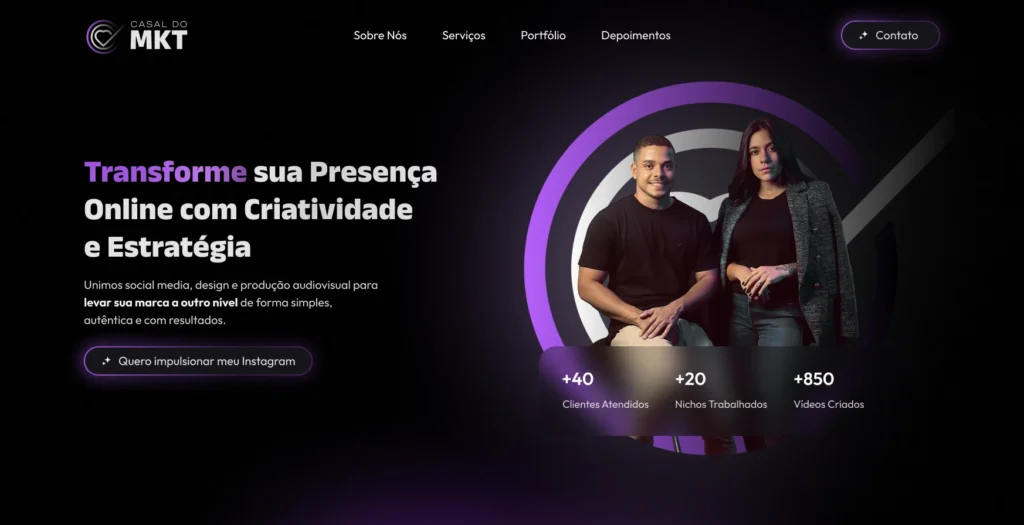 Site do Casal do MKT desenvolvido pela Taniel Web