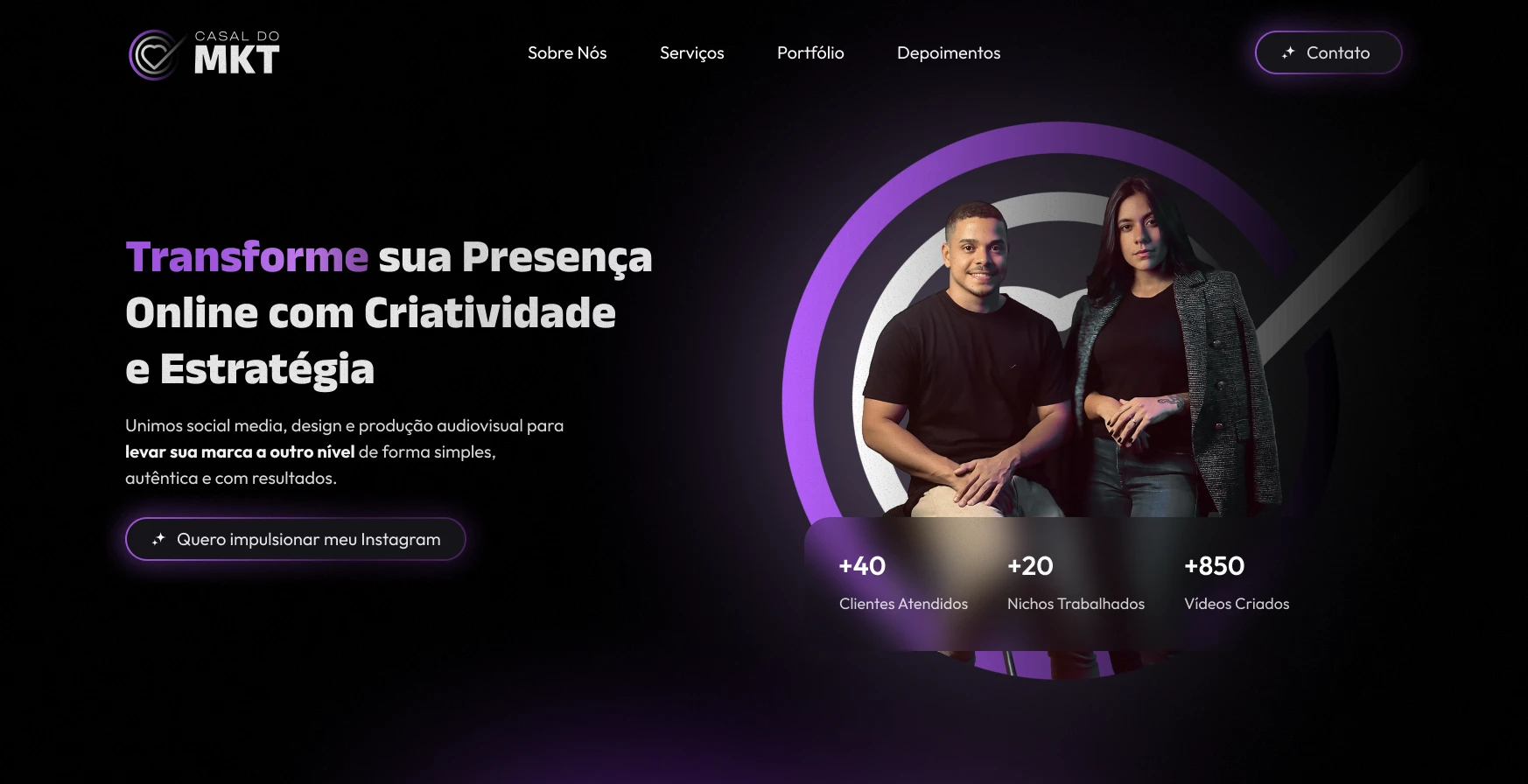 Site do Casal do MKT desenvolvido pela Taniel Web